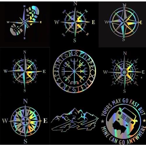 Car Sticker NSWE Compass Decal JDM Funny Sticker Reflective Laser Motorcycle Car Styling 3D Stickers