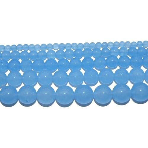 Free Shipping Natural Stone Lake Blue Chalcedony Jades Beads For Jewelry Making DIY Bracelet Necklace 4/6/8/10/12 MM Strand