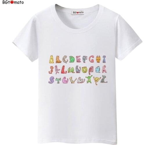 BGtomato cartoon words creative t shirts for women new arrival fashion cool tops summer tees comfortable soft casual clothes