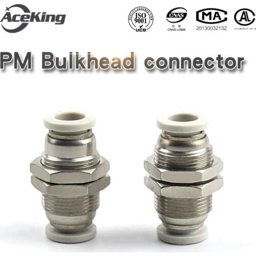 PM Diaphragm straight through PM-4 / 6 / 8 / 10 / 12 pneumatic Pu gas pipe cylinder solenoid valve quick plug quick connector