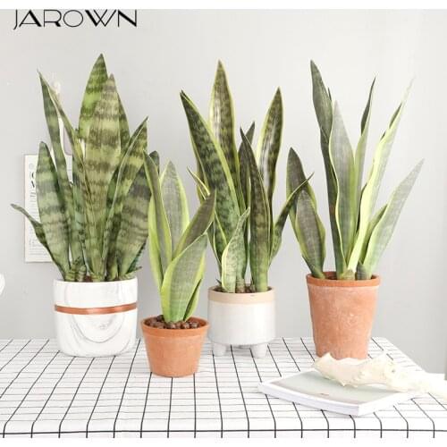 JAROWN Artificial Plants Sansevieria Branch Bonsai Decoration Fake Flower Plastic Tiger Piran Leaves Plants Home Garden Decors