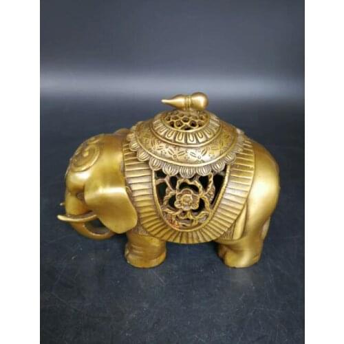 Chinese Home Furnishing indoor antique pure Elephant Elephant Buddhist temple copper aromatherapy incense burners