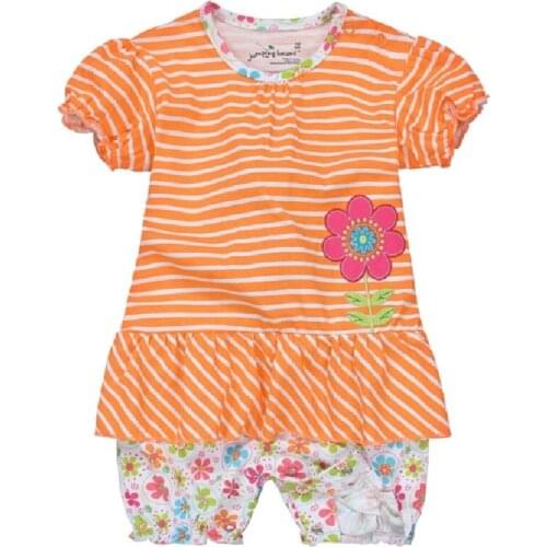 Flower Baby Girls Rompers Baby Boysuits Shortalls Summer Baby One-pieces Clothes COTTON orange stripe