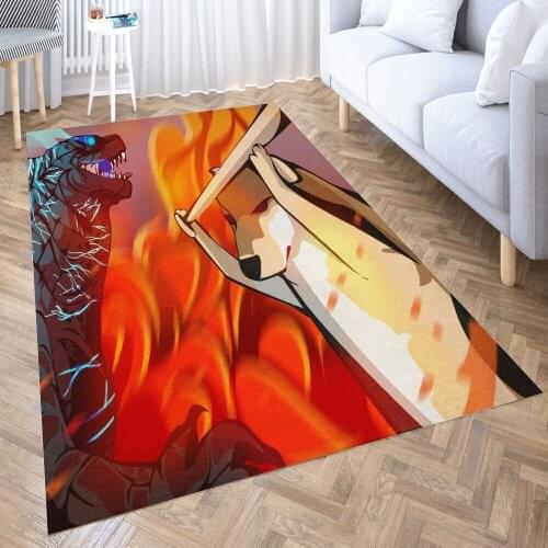 Godzila vs Doge Carpet for Living Room 3D Anime Cartoon Rug Gamer Teen Room Bedside Lounge Rug Kids Children Floor Mats