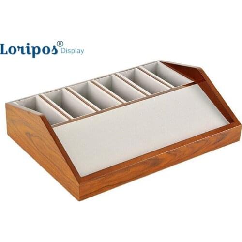 Leather Belt Show Rack Wooden Box 6 /8 cells Belt Storage Holder Shelf Wood Case For Belt Display Stand Table Wardrobe Cabinet