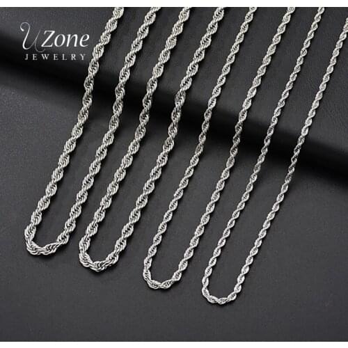 UZone Minimalistic Stainless Steel Twist Chain Necklaces For Women Men Gold Link Chains With Lobster DIY Jewelry Findings Gift