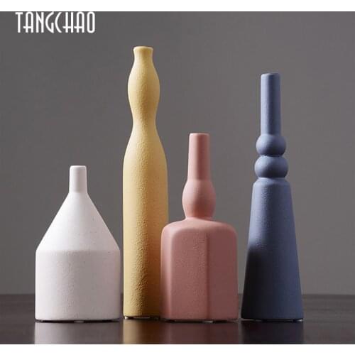 Morandi Color Flower Vase Nordic Creative Modern Ceramics Vase Flower Arrangement Pot Living Room TV Cabinet Desktop Decoration