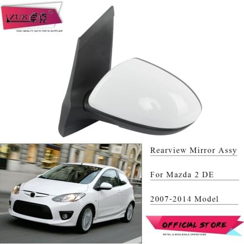 ZUK Outer Rearview Side Mirror Assy For MAZDA 2 DE 2007 2008 2009 2010 2011 2012 2013 2014 Lens Angle Adjustable Not Painted