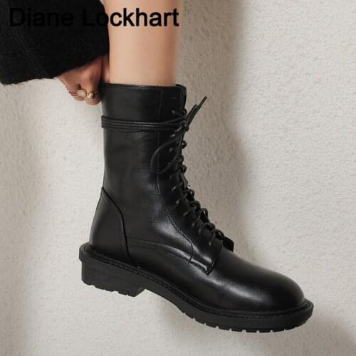 2020 New Boot Women Lace-up Womens Boots British Style Side Pull Casual Short Bottes Womans Martens Boots Female Botas Mujer