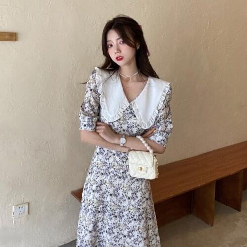 Summer Baby Collar Japanese Sweet Floral Dress Plus Size Robe Femme Elegant Fashion Vestidos De Festa Clothes For Women