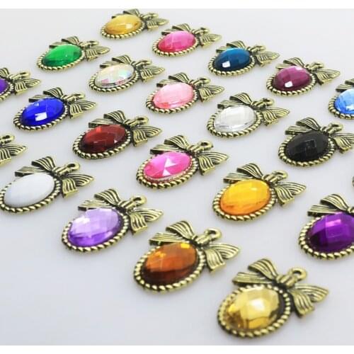 New 10pcs 25 * 18MM Metal Pendant Acrylic Buttons hair bow dress Flower Center DIY accessories Handmade Works