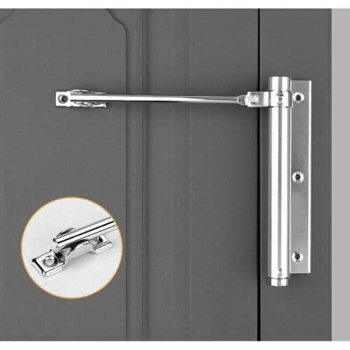 Adjustable Door Automatic Closer Aluminum Alloy Automatic Door Spring Silver Tone Intensity, Suitable For Fire Door 40 kg WF