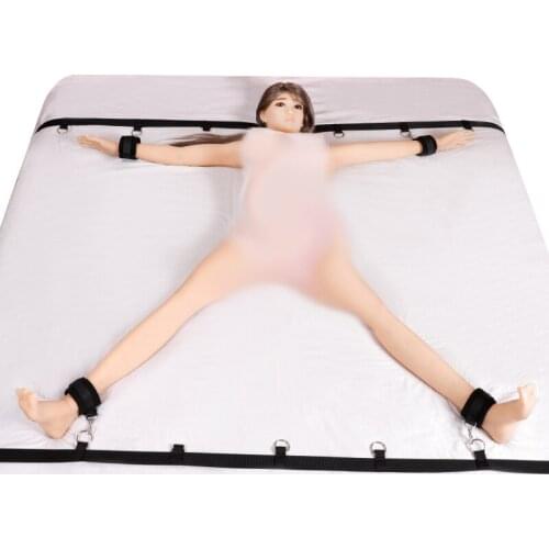 Adjustable Comfortable Bed Straps Set Kit with Hand Ankle Cuffs for Male Female Couples Restraining Straps Sexy Erotic Toy