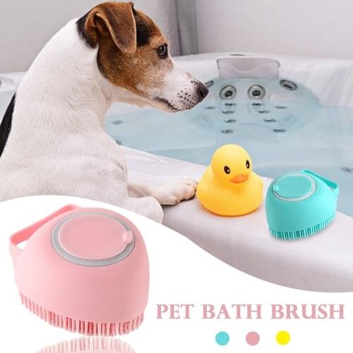 Pet Dog Shampoo Brush 2.7oz/80ml Cat Massage Comb Grooming Scrubber Brush for Bathing Short Hair Soft Silicone Rubber Brushes