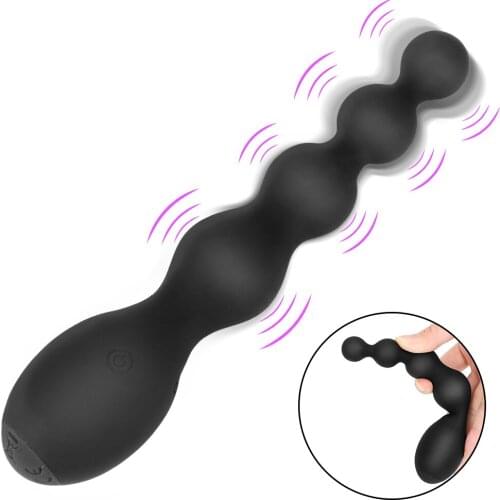 Silicone Anal Plug Bead Sex Toys for Women Man Anal Training Erotic Prostate Stimulator Waterproof Butt Plug 10 Frequency