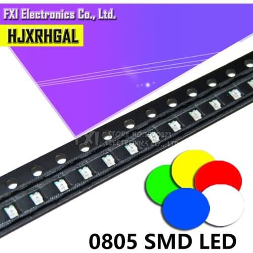 100pcs 0805 SMD LED diodes light yellow red green blue White Hot sale