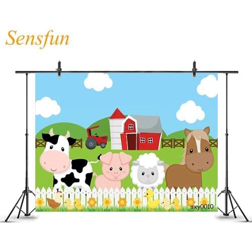 LEVOO Photography Backdrop Farm Animals Chicks Barn Grass Birthday Photographic Background Photo Booth Photophone Props Vinyl