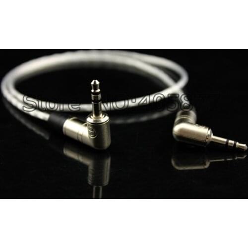 High Quality Silver Plated Audio Headphone stereo Cable right angled plug to right angled Stereo Audio Cable 20cm