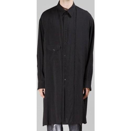 XS-6XL 2020 New mens clothing Hair Stylist GD Fashion Burr breaking Draping long Shirt plus size stage costumes