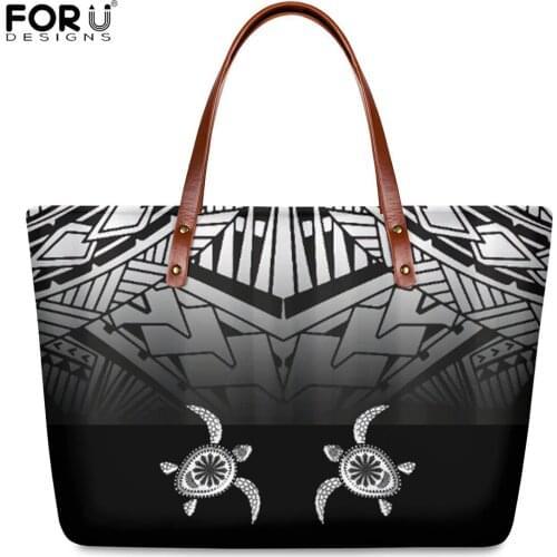 FORUDESIGNS Sea Turtle Tribal Polynesian Print Women Soft Shoulder Bag Ladies Zipper Casual Handbags for Female Bolsa Femme 2021