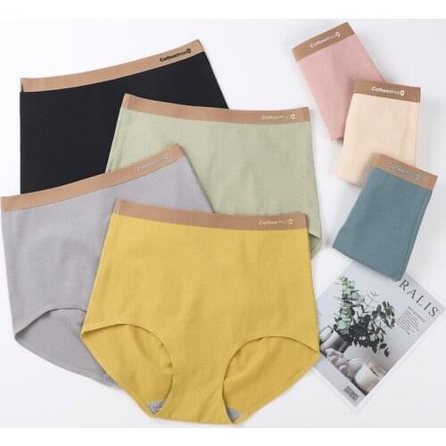 Women Cotton Underwear Sexy Solid Color Panties Fashion Seamless Comfort Briefs High Waist Seamless Belly Pants Female Lingerie