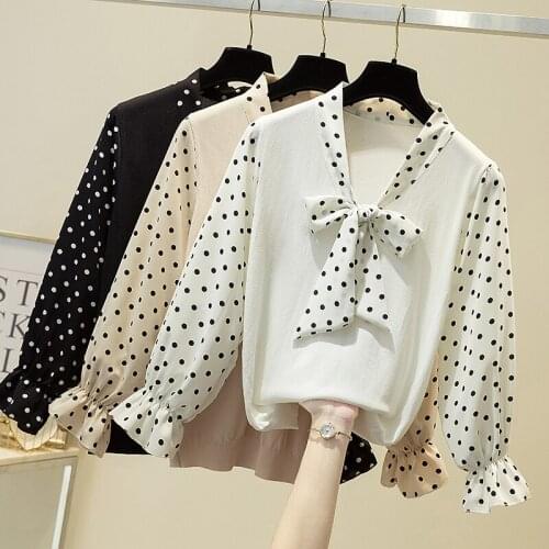 Chic Casual Spring Autumn Basic Bow V neck Sweater pullovers Women 2021 Knit Pullover female Long Sleeve Dot Khaki Sweater