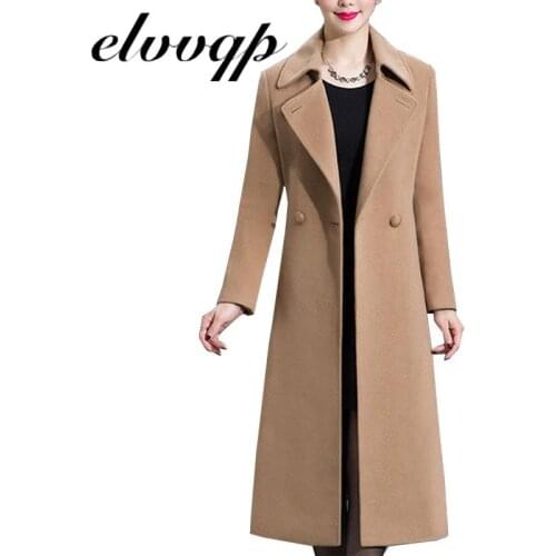 Woolen Coat Women New Autumn Winter Plus Size 5xl Elegant Long Coat Female Jacket Wool Blend Coat Abrigos Mujer High Quality