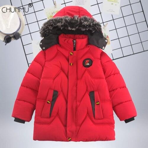Winter Kids Jackets for Baby Boys Thick Coats Girls Warm Fur Collar Hooded Long Jacket Children Outerwear Toddler Girl Snowsuit