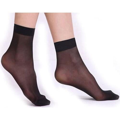 10 Pairs Womens Ankle Socks Sexy Ultra-thin Elastic Silky Short Silk Stockings