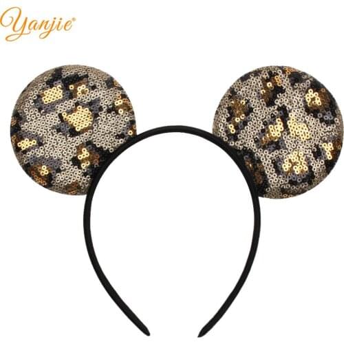 10pcs/lot Popular Leopard Sequins Mouse Ear Women&Girl Hairband Handmade DIY Hair Accessories 2020 Headband
