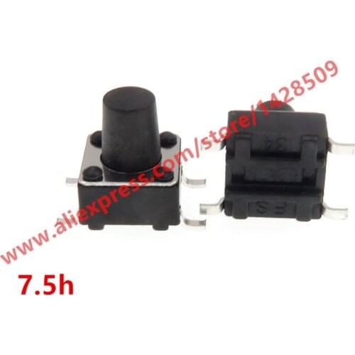 200PCS SMD Switch 6*6*7.5mm 4Pin Tactile Tact Push Button Micro Switch Self-reset Switches