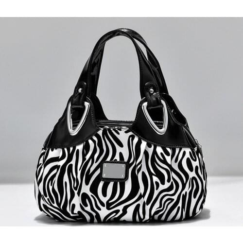 2021 Fashion Zebra Leopard Printing Handbag Women Pu Leather Bag Tote Bag Classical Black And White Handbags Satchel#f3