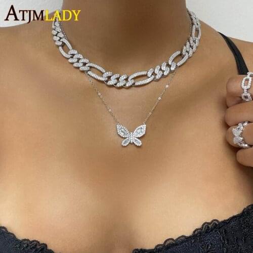 2021 New Iced Out Bling 5A CZ Cubic Zircon 12MM Figaro Chain Cuban Necklace HipHop Fashion Wide Heavy Rock Punk Men Boy Jewelry