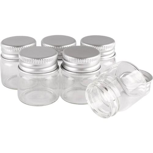 5pcs 7ml 27*30mm Clear Glass Bottles with Aluminum Caps Glass Jars Potion bottles Glass Vials for Wedding Favors