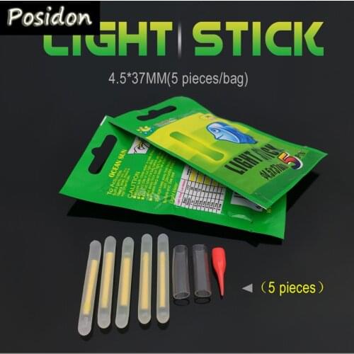 Posidon 50Bags(250pcs)4.5*37mm Fishing Fluorescent Light Fishing Float Glow Stick Light Stick Luminous Stick Fishing Light Stick