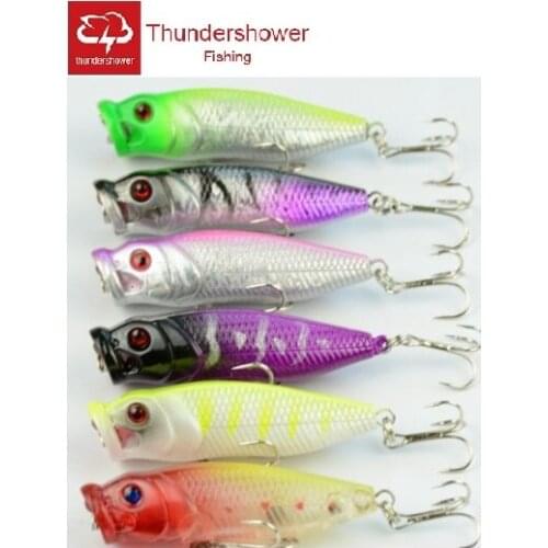 6pcs New Arrival Popper Lure 6.5cm 9.2g Big Popper Fishing Lures 3D Fish Eyes Crankbait Wobblers Floating Fishing Tackles