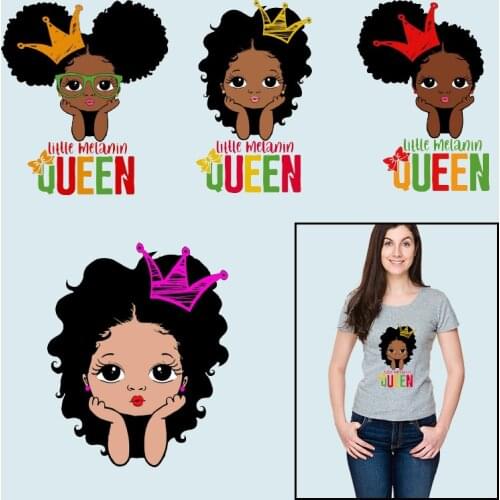 Black Girl Head Cute women Applique on Clothes Heat-sensitive patches Heat Transfer PVC Patch Garment Accessories