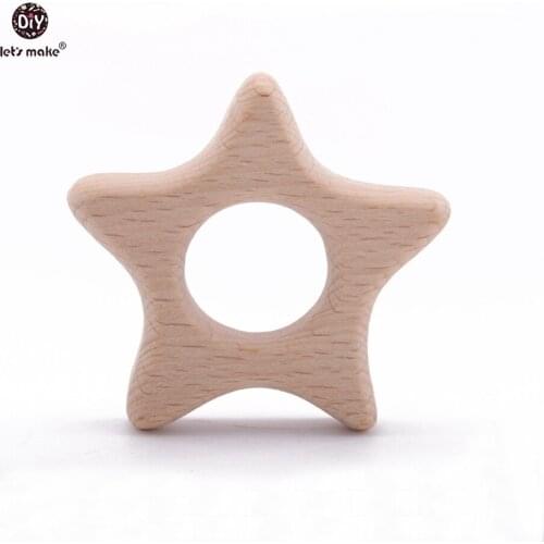 Lets Make 20PCS/lot Wooden Stars Teethers Waldorf Wood Teether Rings Handmade Wooden Toys DIY Pendent Set Baby Teether