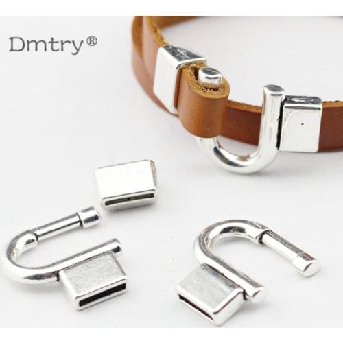 Dmtry 5set 20% Retail Hook Clasps Findings For Leather Bracelet Findings Antique Silver Plated Leather Clasp DIY Jewelry LC0090