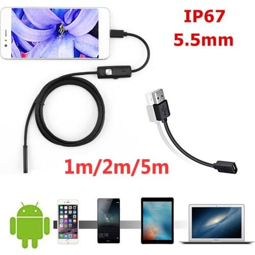1m 1.5m 2m Endoscope Camera HD USB Endoscope with 6 LED Soft Cable Waterproof Inspection Borescope for Android PC