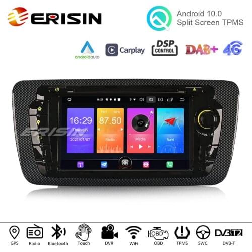 Erisin 2722 Android 10.0 Car Stereo DVD for SEAT IBIZA DSP Wireless Apple CarPlay Auto Radio TPMS DAB+ 4G GPS Navigation 7 Inch