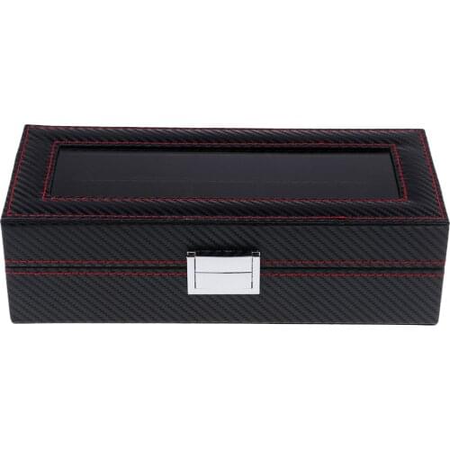 5 Grids Luxury Watch Box Carbon Fiber Watch Case Holder Organizer for Rings Bracelet Display Holder Case Boxes Best Gift