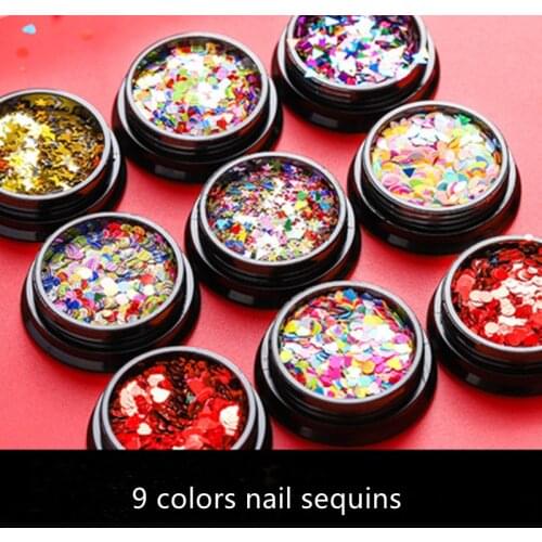 GISLAN 1Jar Mirror Sparkly Nail Sequins Paillette Mixed Sizes Nail Holographics Glitter 3D Shining Flakes Slices Nail Art Tool