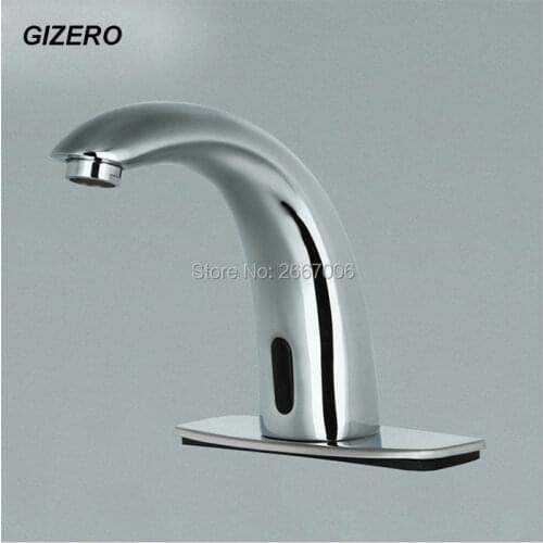 GIZERO Free Shipping Hotel AC/DC Fashion Bathroom Brass Chromed cold water automatic sensor faucet for the bathroom ZR6112