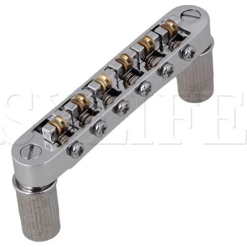 Chrome Sliver Roller Saddle Bridge for Electric Guitar 6mm Locking Posts