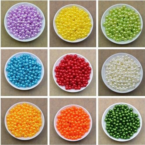 High quality 100 pcs/lot 8mm AB Colors Craft ABS Imitation Pearls Round Flatback Pearls Resin Scrapbook Beads Decoration Diy