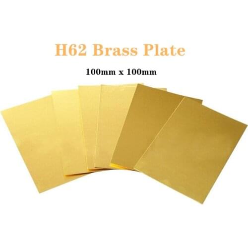 H62 Brass Sheet Thickness 0.5/0.8/1/1.5/2*100*100mm Brass Plate Customized Size CNC Frame Model Mould DIY Contruction Brass Pad