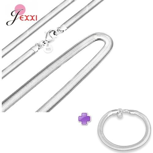 Fashion Women Men Bracelet Necklace Set 925 Sterling Silver Necklace Party Accessories Jewelry Bracelet Birthday Gift