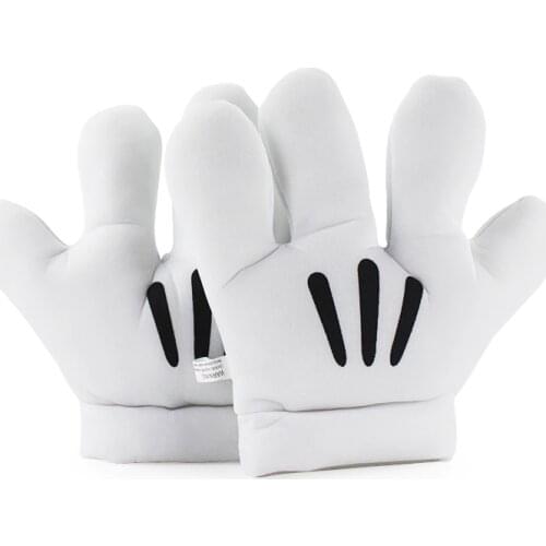 1 Pair 10"25cm soft dolls Stuffed Plush Gloves Gift warm cotton flannel white Big Glove cartoon Winter plush cartoon toy