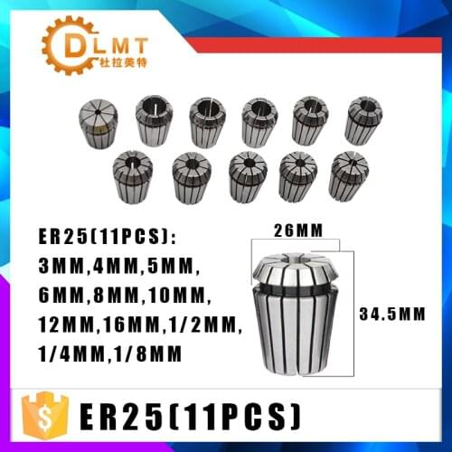 ER25 11PCs 3mm to 16mm clamp set Range for milling CNC engraving machine tool motor axis